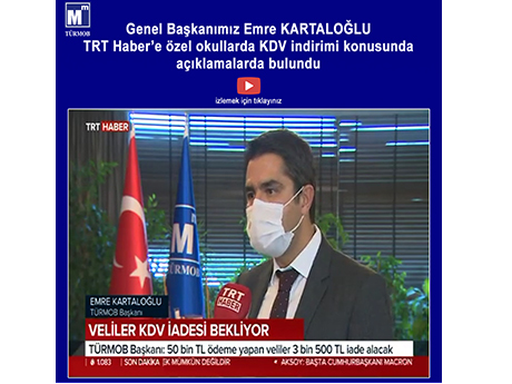 Genel Başkanımız TRT Haber’e özel okullarda KDV indirimi konusunda açıklamalarda bulundu.