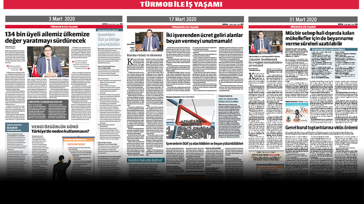 Dünya Gazetesi’nde "TÜRMOB ile İŞ YAŞAMI" köşemizle bilgi paylaşmaya devam ediyoruz
